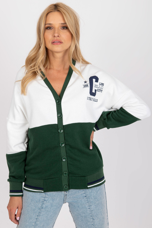 Balts un zaļš džemperis bez kapuces Balts un zaļš džemperis bez kapuces