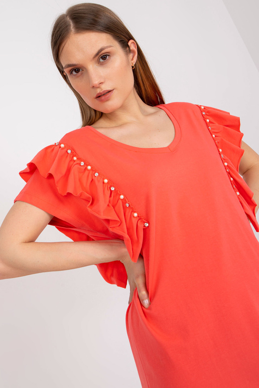 Koraļļu mini kleita ar volāniem