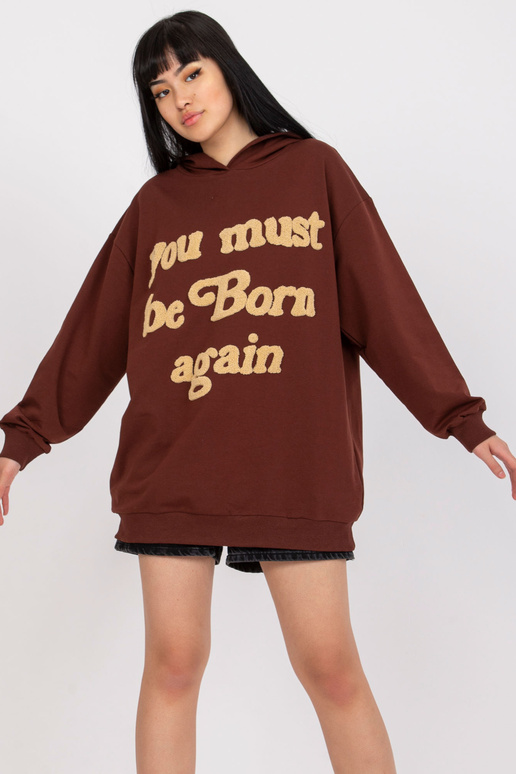 Brūns sporta krekls ar kapuci un...