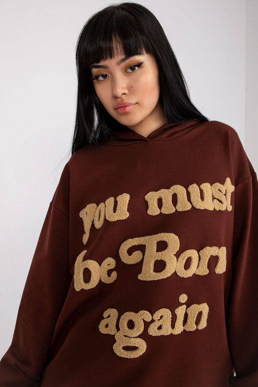 Brūns sporta krekls ar kapuci un...