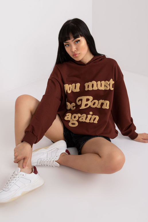 Brūns sporta krekls ar kapuci un...