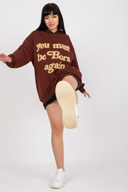 Brūns sporta krekls ar kapuci un...