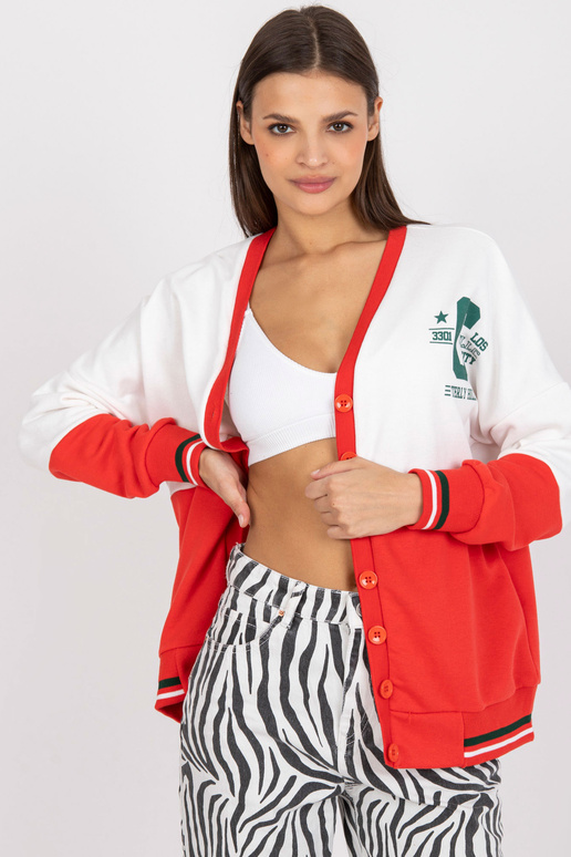 Balts un sarkans sporta krekls ar pogām