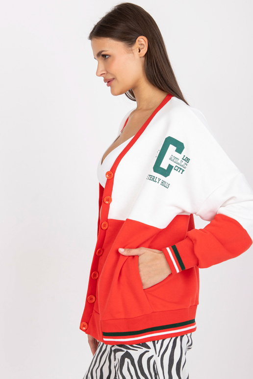 Balts un sarkans sporta krekls ar pogām