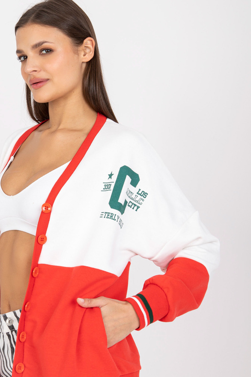 Balts un sarkans sporta krekls ar pogām