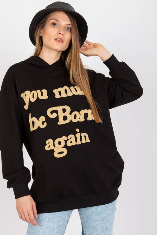 Melns brīvs džemperis ar kapuci un...