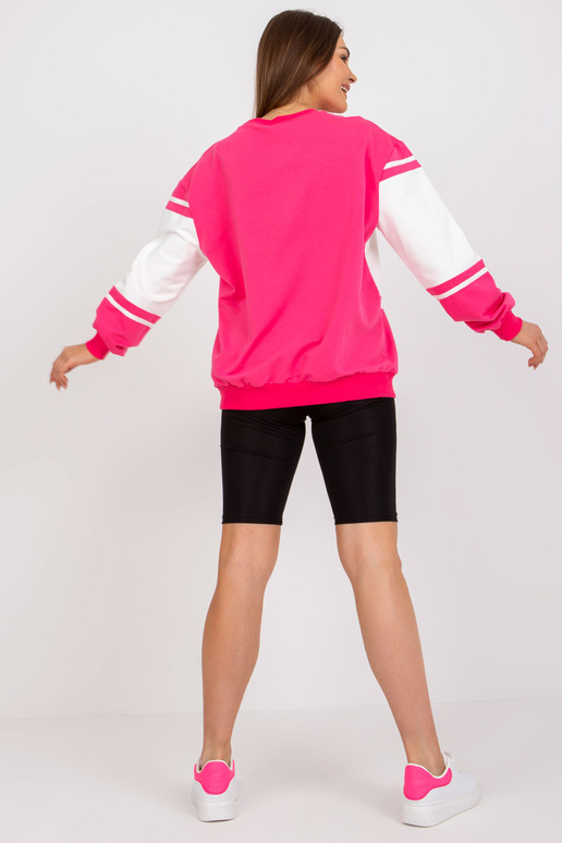 Rozā un baltā kokvilnas džemperis bez...