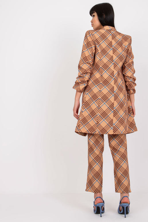 Bēšs un zils garš rūtains žakete Bēšs un zils garš rūtains žakete