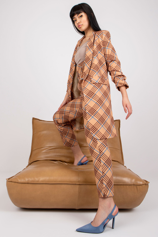 Bēšs un zils garš rūtains žakete Bēšs un zils garš rūtains žakete