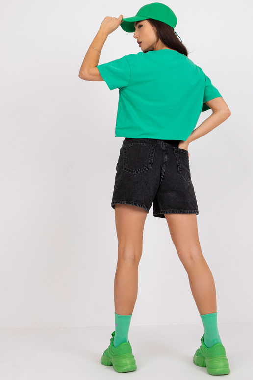 Zaļš īss T-krekls ar kokvilnas apdruku