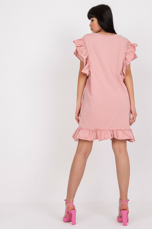 Gaiši rozā kokvilnas kleita ar volānu...