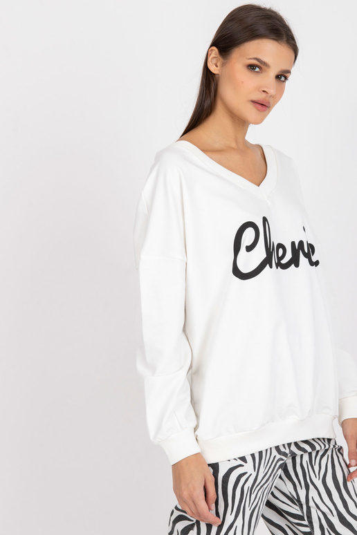 Ecru kokvilnas oversize džemperis ar...