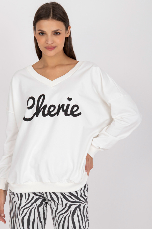 Ecru kokvilnas oversize džemperis ar...