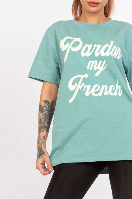 Jade Green Cotton Ikdienas T-krekls