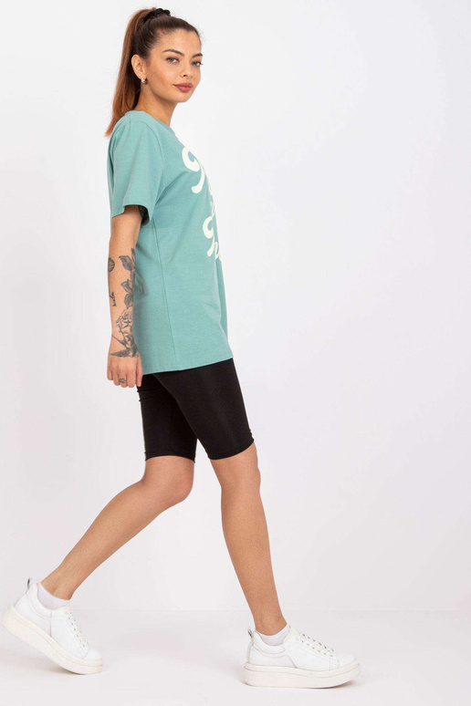 Jade Green Cotton Ikdienas T-krekls