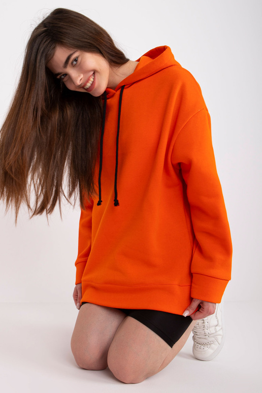Oranžs sieviešu džemperis ar kapuci...