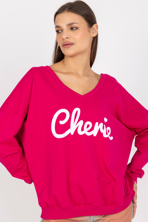 Fuksijas balts džemperis ar brīvu... Fuksijas balts džemperis ar brīvu...