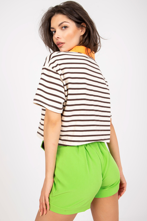 Bēšs, brūns svītrains polo krekls Bēšs, brūns svītrains polo krekls