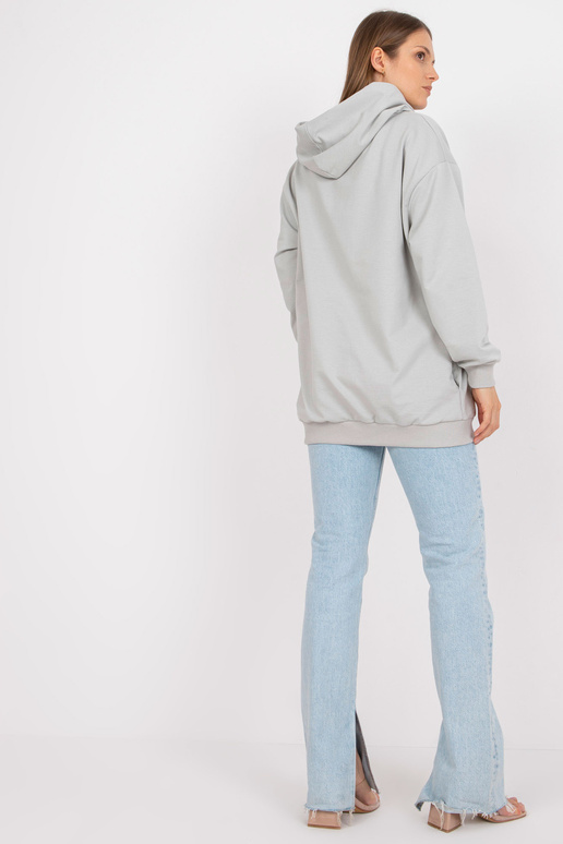 Gaiši pelēks garš džemperis ar kapuci...