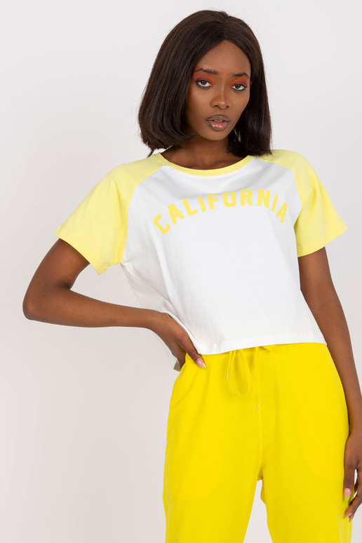 Balts un dzeltens T-krekls ar...