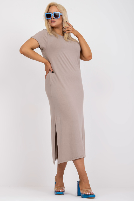 Tumši bēša plus izmēra pamata kleita...