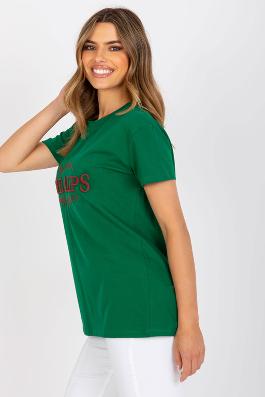 Zaļš un bēšs brīvs t-krekls ar svītrām