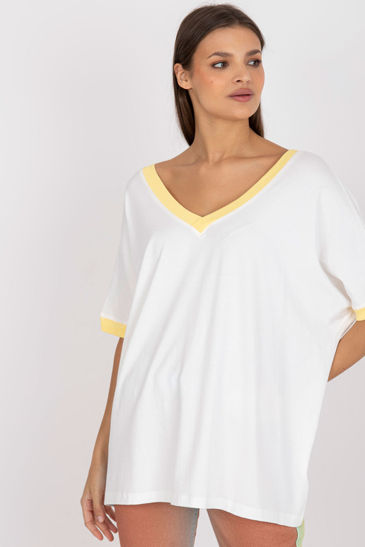 Balta un dzeltena ikdienas blūze