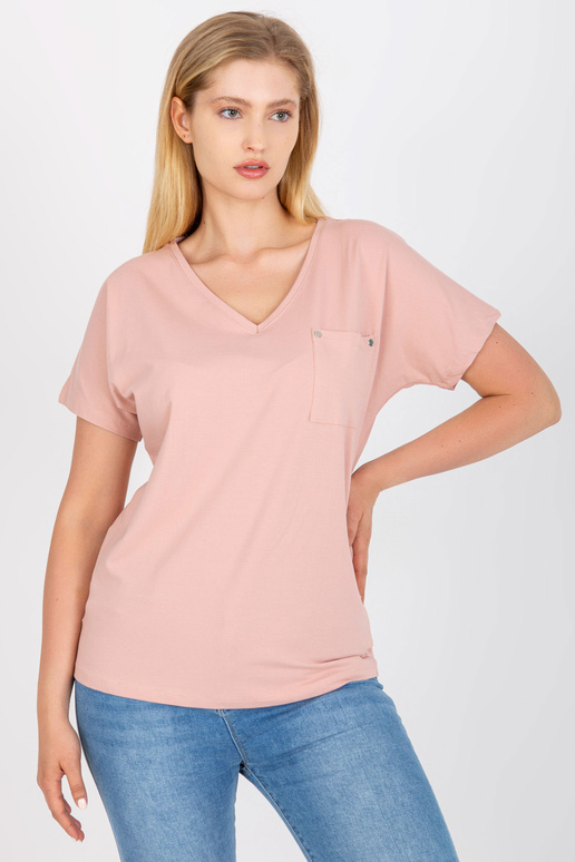 Netīri rozā plus izmēra t-krekls ar V...
