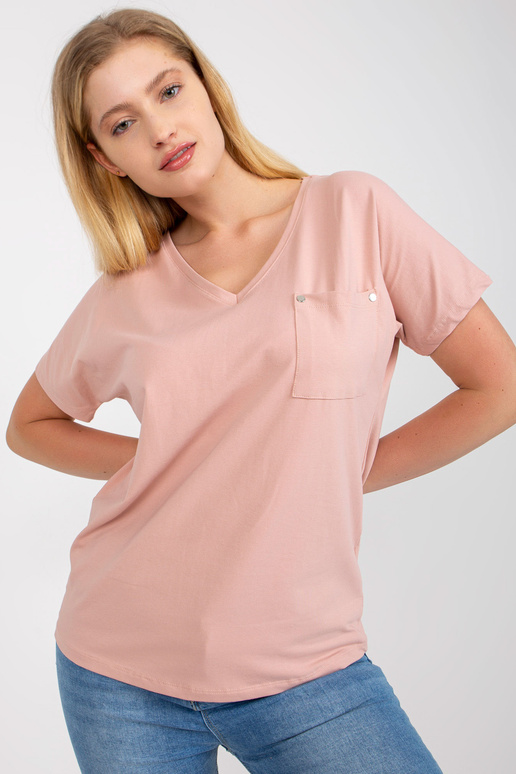 Netīri rozā plus izmēra t-krekls ar V...