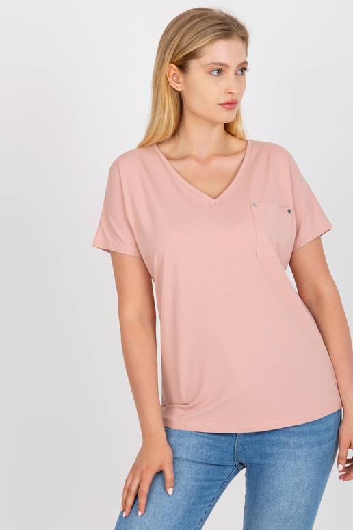 Netīri rozā plus izmēra t-krekls ar V...