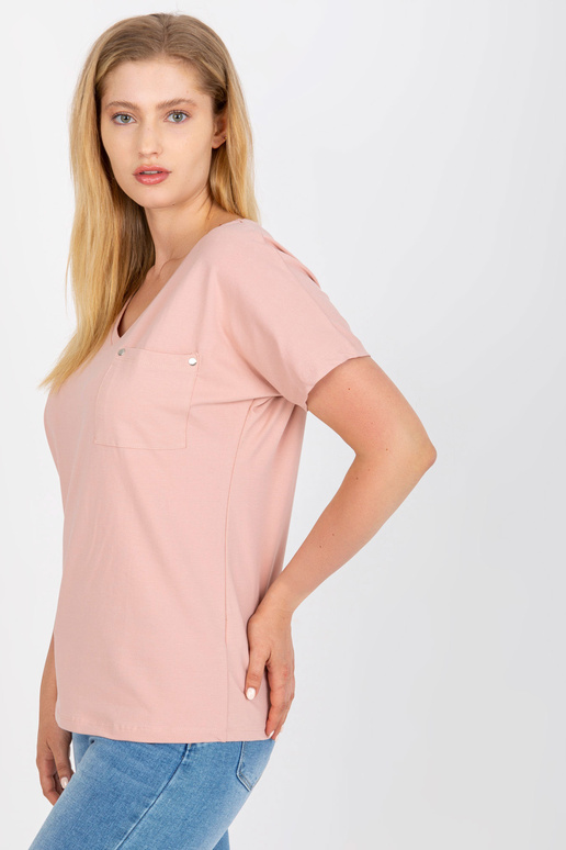 Netīri rozā plus izmēra t-krekls ar V...