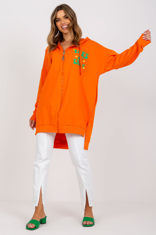 Oranži zaļš garais kokvilnas džemperis Oranži zaļš garais kokvilnas džemperis