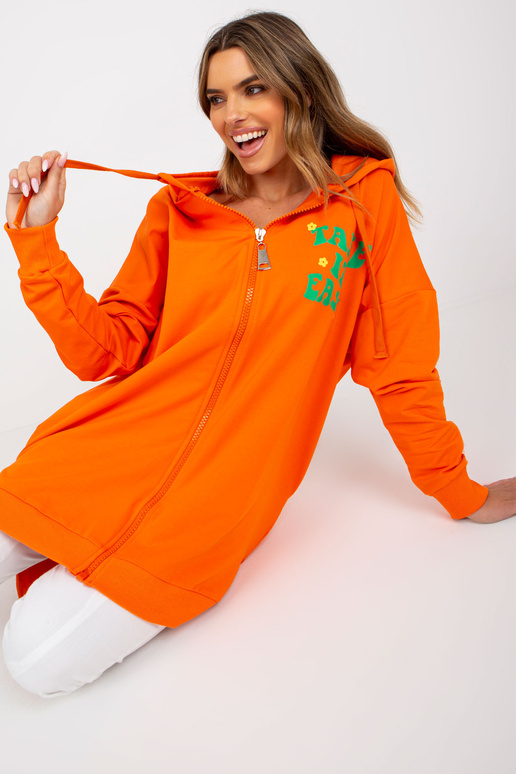 Oranži zaļš garais kokvilnas džemperis Oranži zaļš garais kokvilnas džemperis