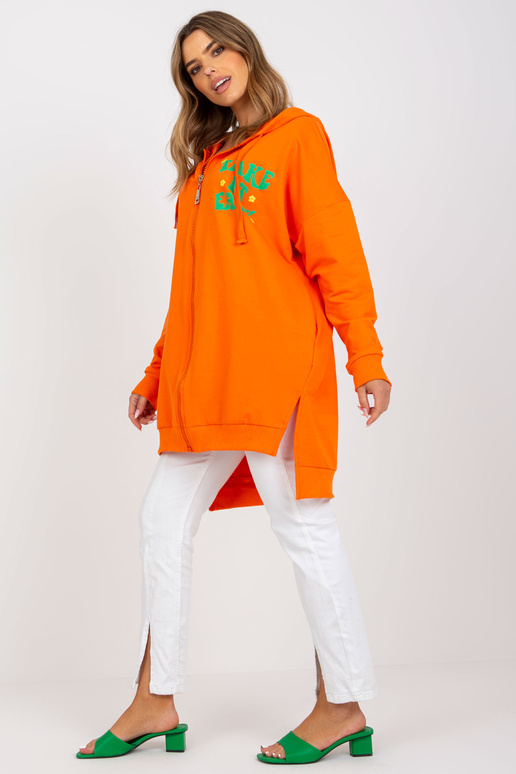 Oranži zaļš garais kokvilnas džemperis Oranži zaļš garais kokvilnas džemperis