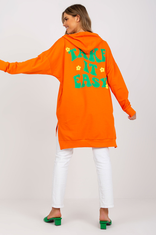 Oranži zaļš garais kokvilnas džemperis Oranži zaļš garais kokvilnas džemperis