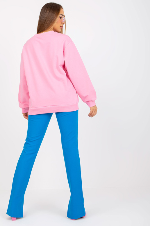 Rozā džemperis bez kapuces apdrukas