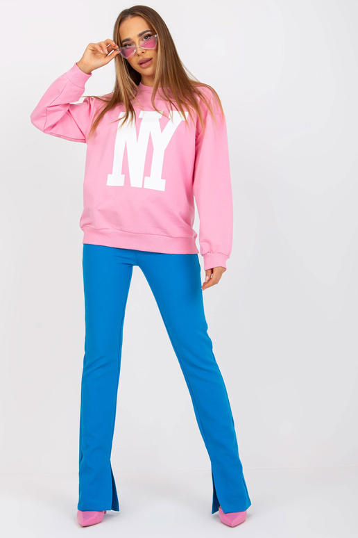 Rozā džemperis bez kapuces apdrukas