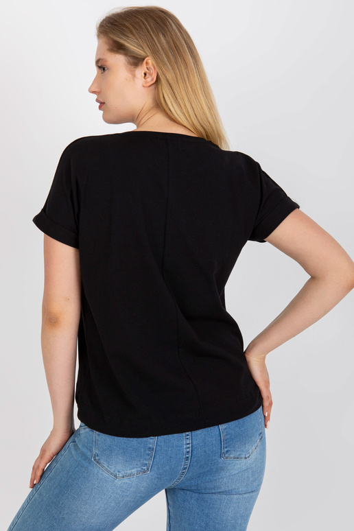 Melns liela izmēra kokvilnas T-krekls...