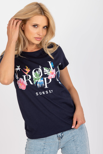 Tumši zils T-krekls ar...