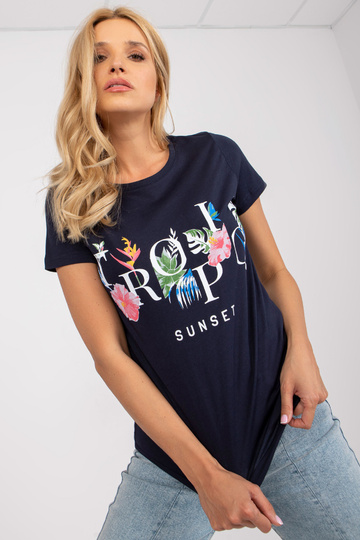 Tumši zils T-krekls ar... 2