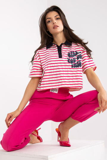 Balts un rozā īss polo...