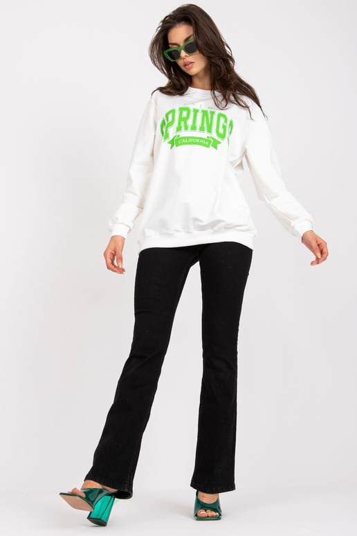 Balts un zaļš oversize kapuci ar apdruku