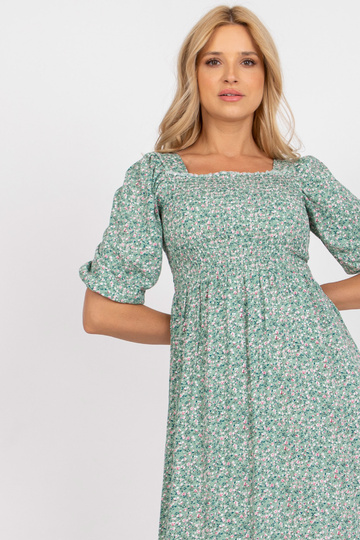 Zaļa puķaina midi kleita ar... 2