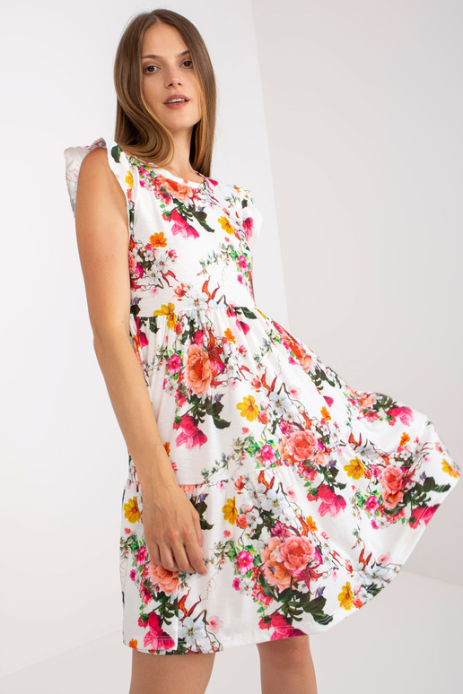 Balta puķaina minikleita ar volānu