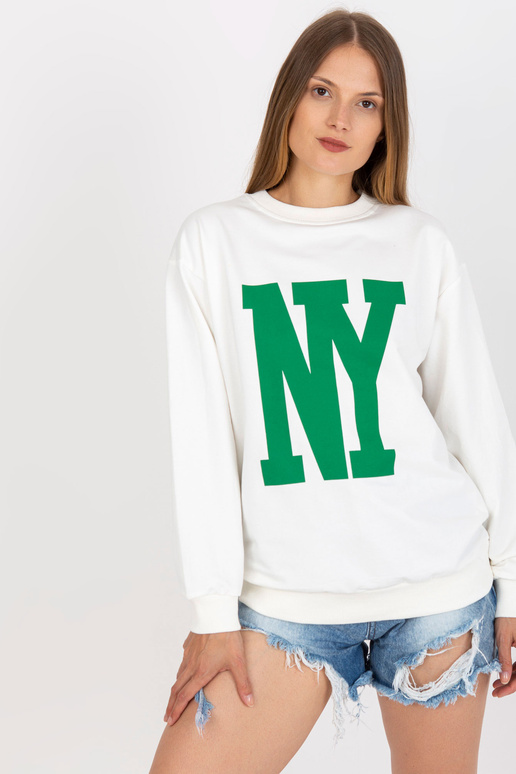 Balts kokvilnas apdrukas džemperis Balts kokvilnas apdrukas džemperis