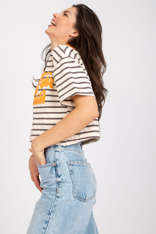 Bēšs pelēks sieviešu polo krekls ar... Bēšs pelēks sieviešu polo krekls ar...