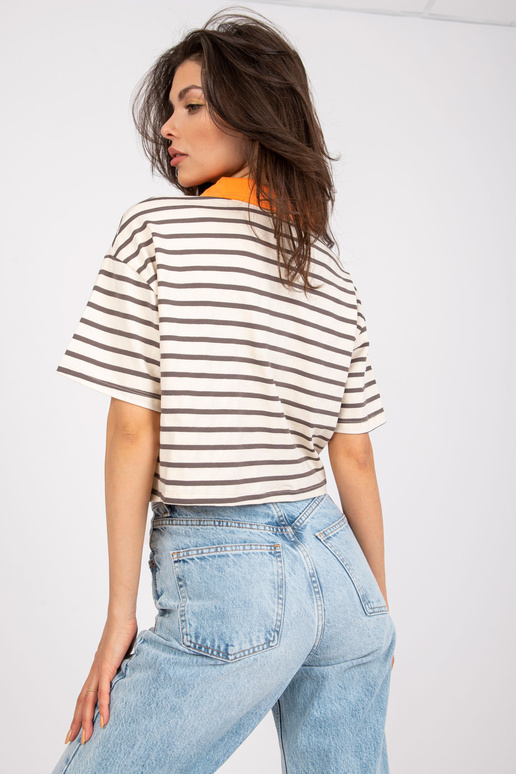 Bēšs pelēks sieviešu polo krekls ar... Bēšs pelēks sieviešu polo krekls ar...