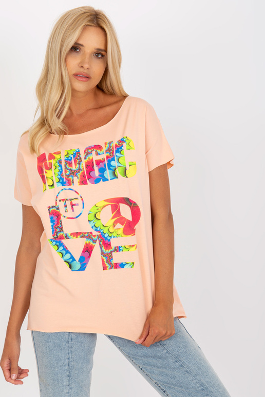 Kokvilnas blūze ar persiku apdruku Kokvilnas blūze ar persiku apdruku