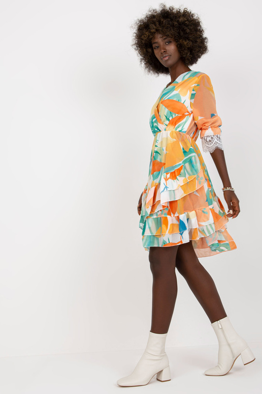 Oranžzaļa ietīšanas kleita ar...