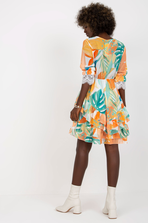 Oranžzaļa ietīšanas kleita ar...